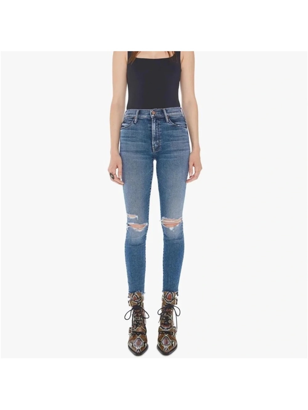 Mother Jeans High Rise Stunner Ankle Fray Jeans. Size 28